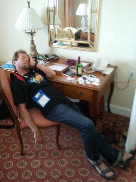 Alistair Cockburn With Pile of Business Cards of All People He Met Flowing Through Hotel